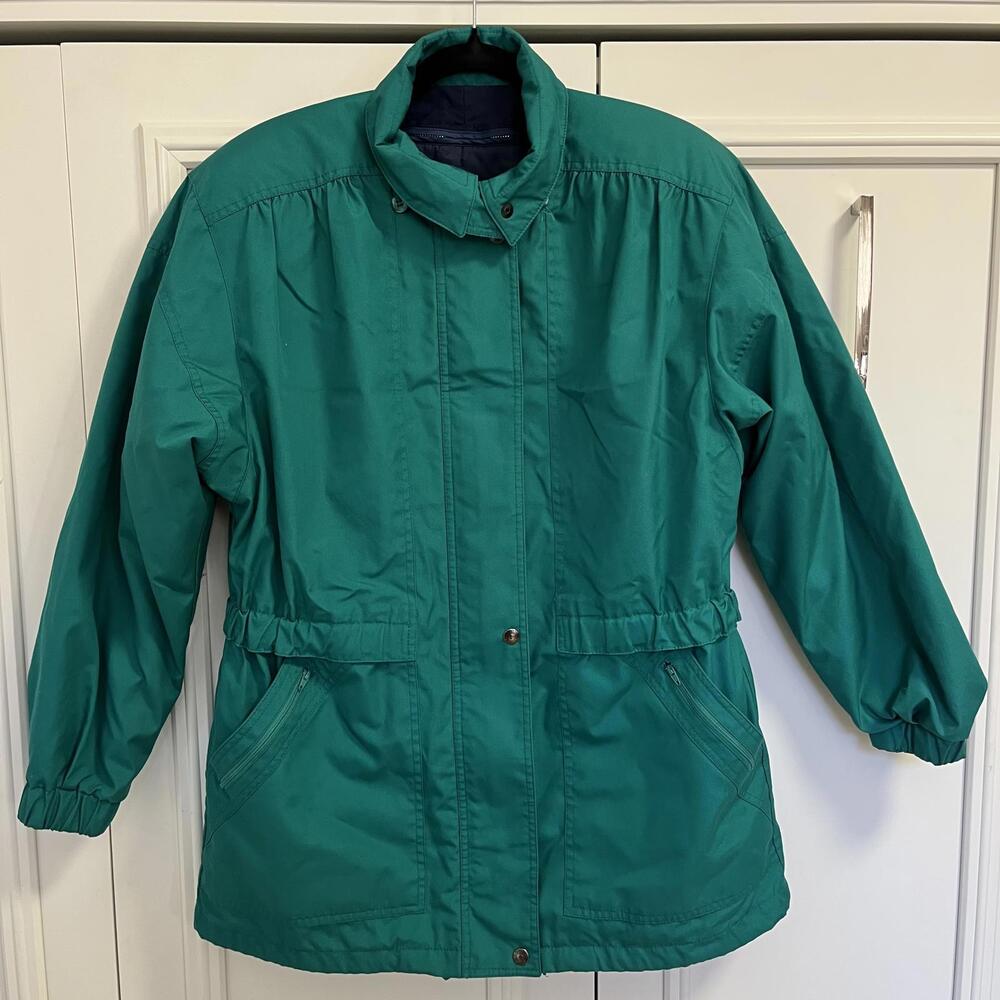 VTG London fog 80s 90s size large teal raincoat with liner
